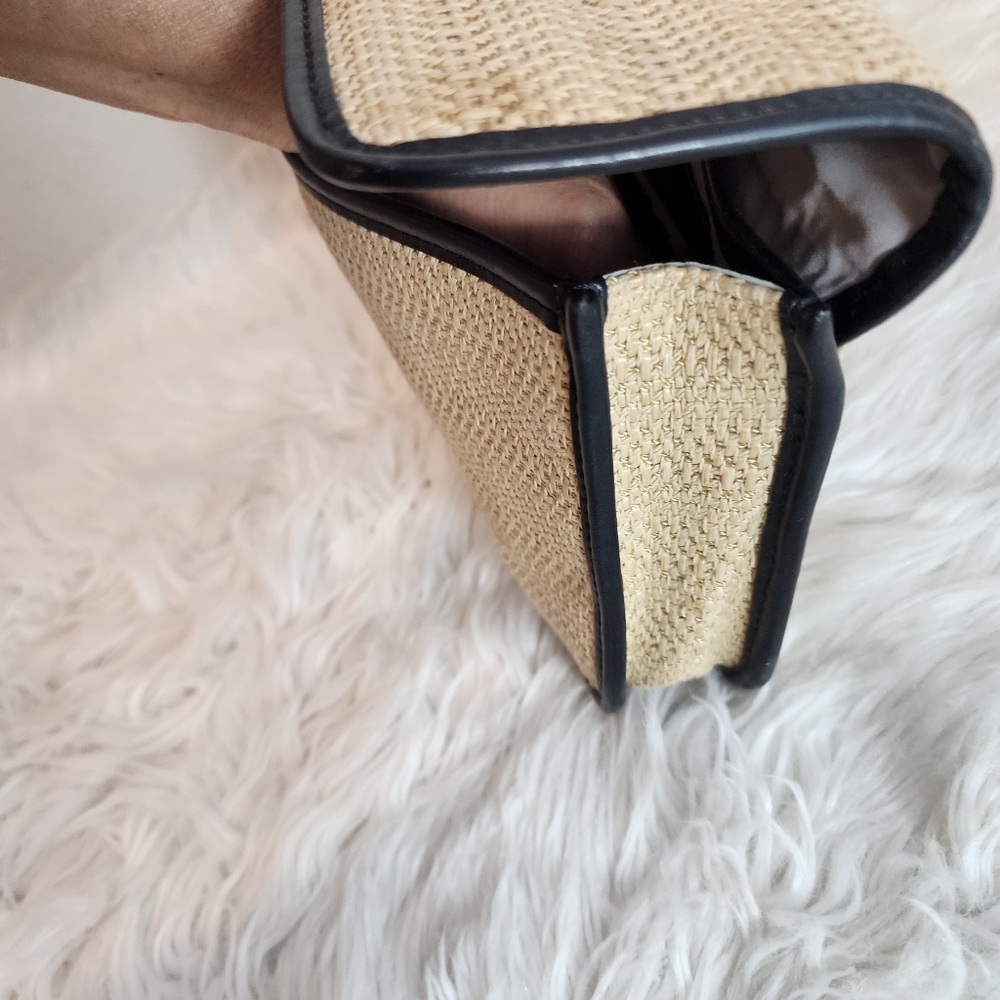 Cole Haan Bedford Izzie Clutch Natyre Woven Straw Like New - Picture 10 of 16